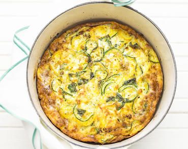 Omelette crémeuse aux courgettes et au basilic Omelette crémeuse aux courgettes et au basilic
