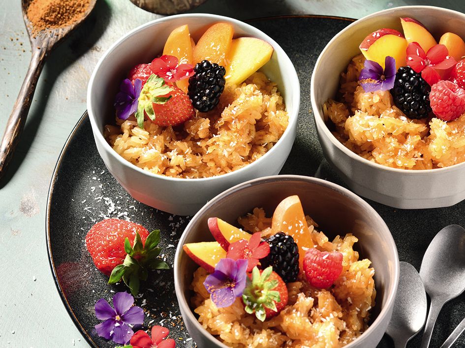 Sticky coco thaï aux fruits par Autour du Riz Sticky coco thaï aux fruits par Autour du Riz
